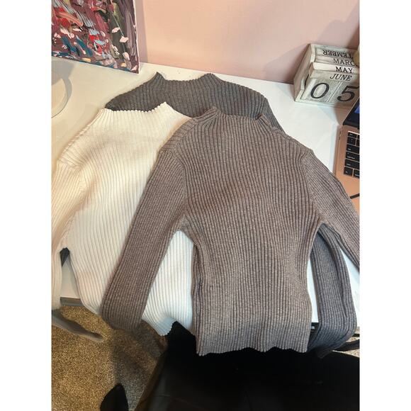 Shein 3 Ribbed Turtleneck Shirts *M* - Picture 1 of 3